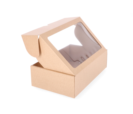 427-13L: 270 x 178 x 80 mm cardboard quick-closing box with window FEFCO 0427 3
