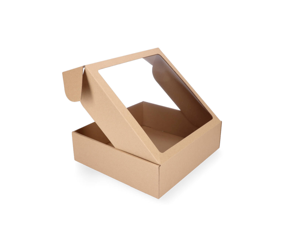 427-17L: 310 x 300 x 90 mm cardboard quick-closing box with window FEFCO 0427 1
