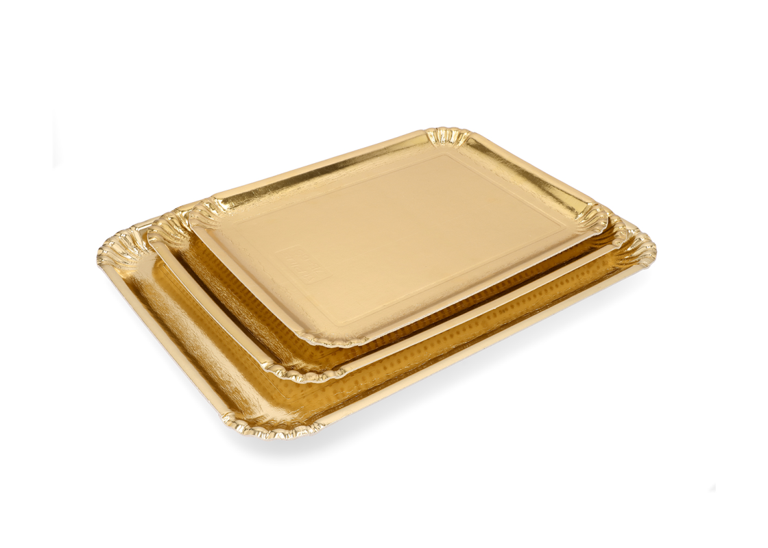PD-FUR/M: 395 x 295 mm,<br>10 pcs. golden cardboard plates for buffets 1