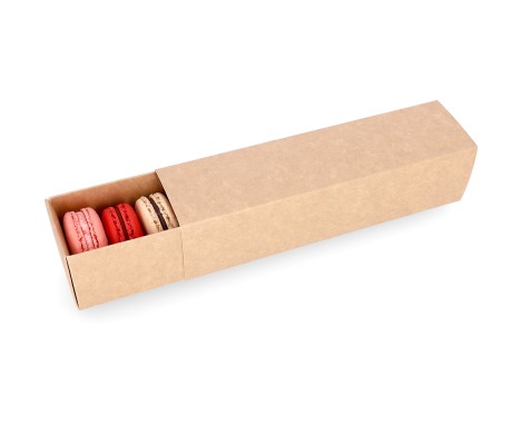 MAC-1/R: 200 x 50 x 50 mm, Rudos spalvos dėžė saldainiams ir macarons sausainiams (10vnt) 1