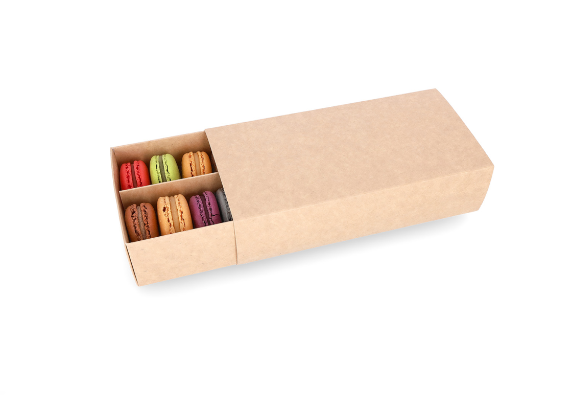 MAC-1/B: 200 x 50 x 50 mm, Brown color box for sweets and macarons cookies 1