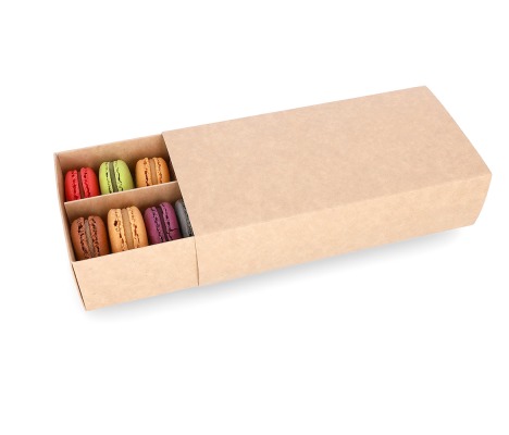 MAC-2/R: 200 x 100 x 50 mm, Rudos spalvos dėžė saldainiams ir macarons sausainiams (10 vnt) 1