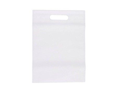 MMK-1: Baltos spalvos 250 x 350 mm neaustinės medžiagos maišelis su kirsta rankenėle 1